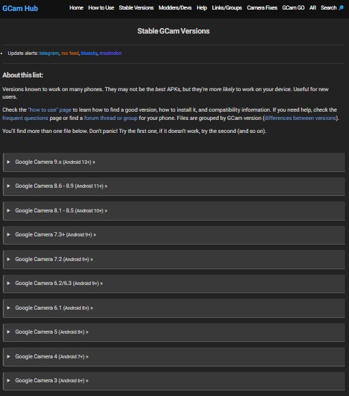 Lista atualizada de versões estáveis recomendadas. Comece por BSG se tiver processador Snapdragon.