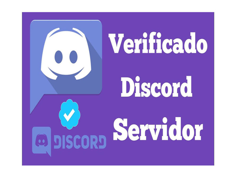 Servidor Discord mostrando badge azul de verificacao ao lado do nome com icone de check verificado