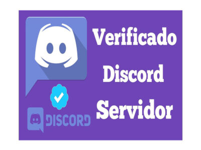 Servidor Discord mostrando badge azul de verificacao ao lado do nome com icone de check verificado