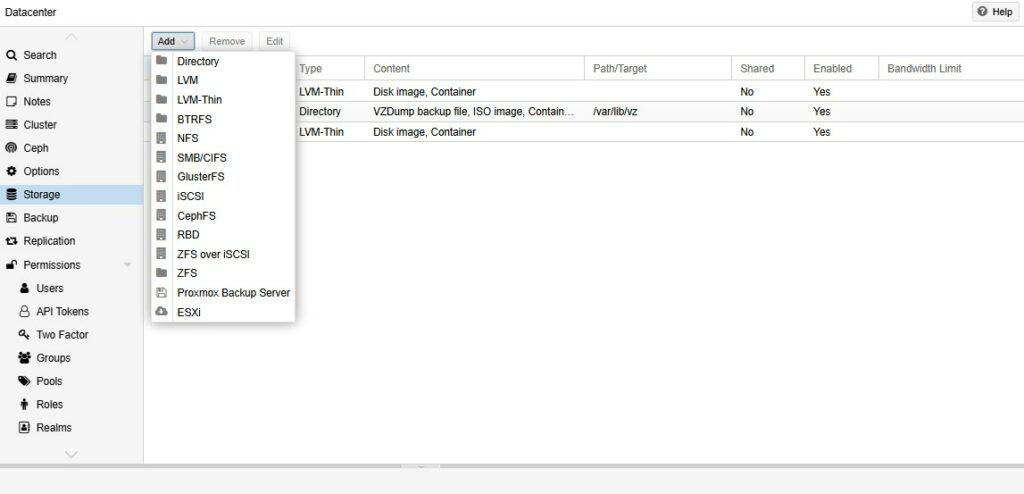 painel datacenter proxmox