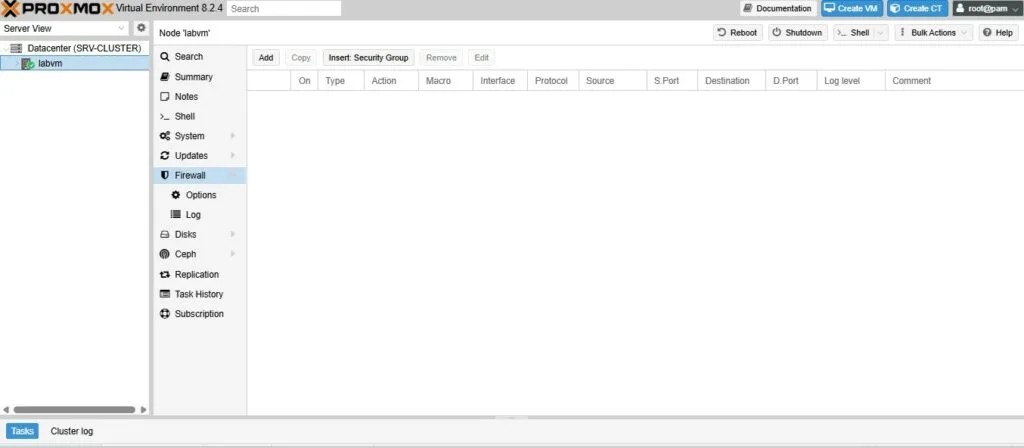 Node - Firewall - para mostrar diferença