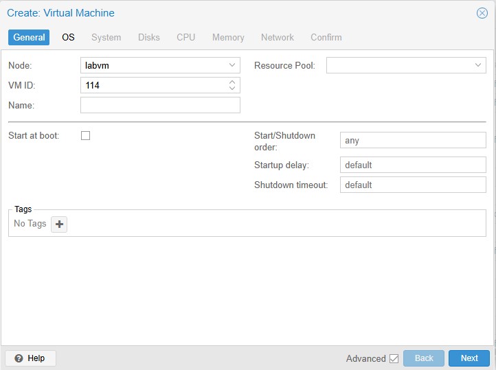 Assistente de criação de VM no Proxmox VE (KVM)